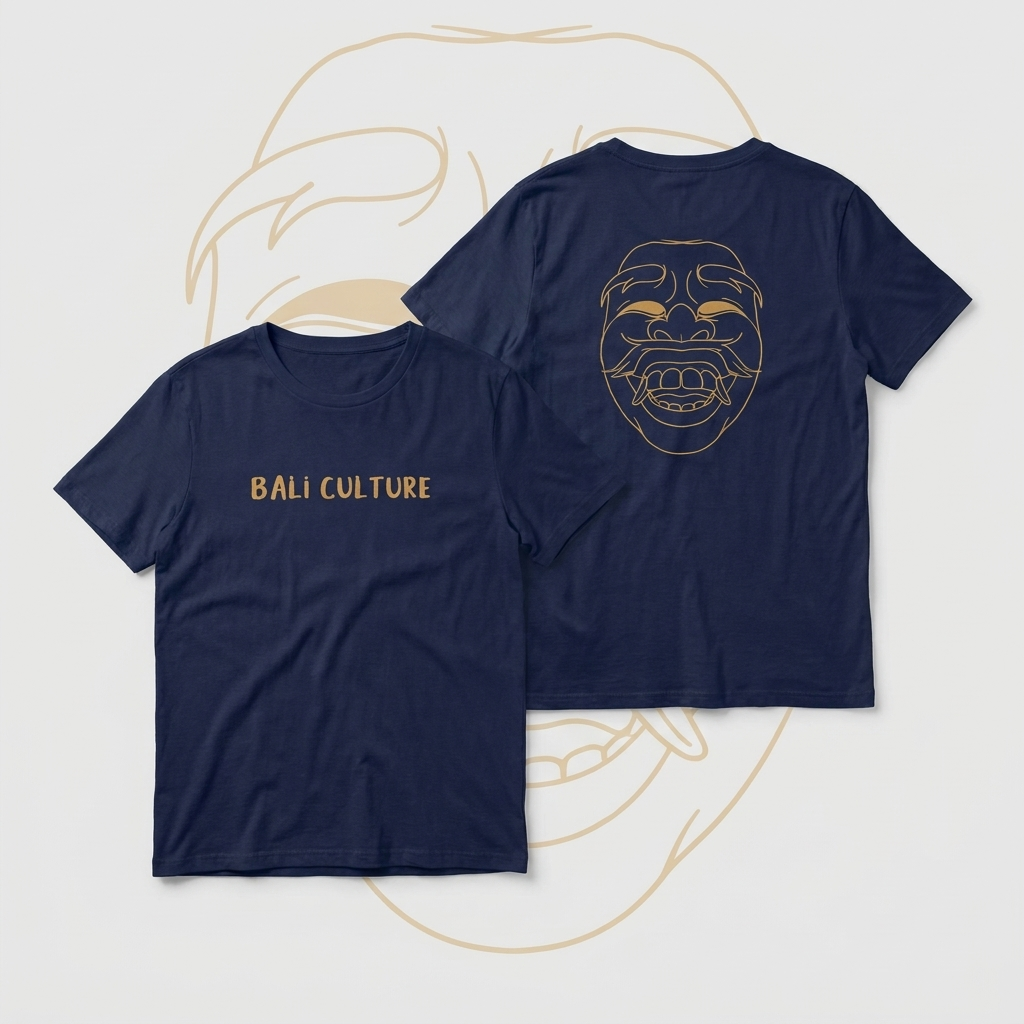 Kaos Bali Navy Bali Culture Topeng Emas | Souvenir Bali Rp69.000