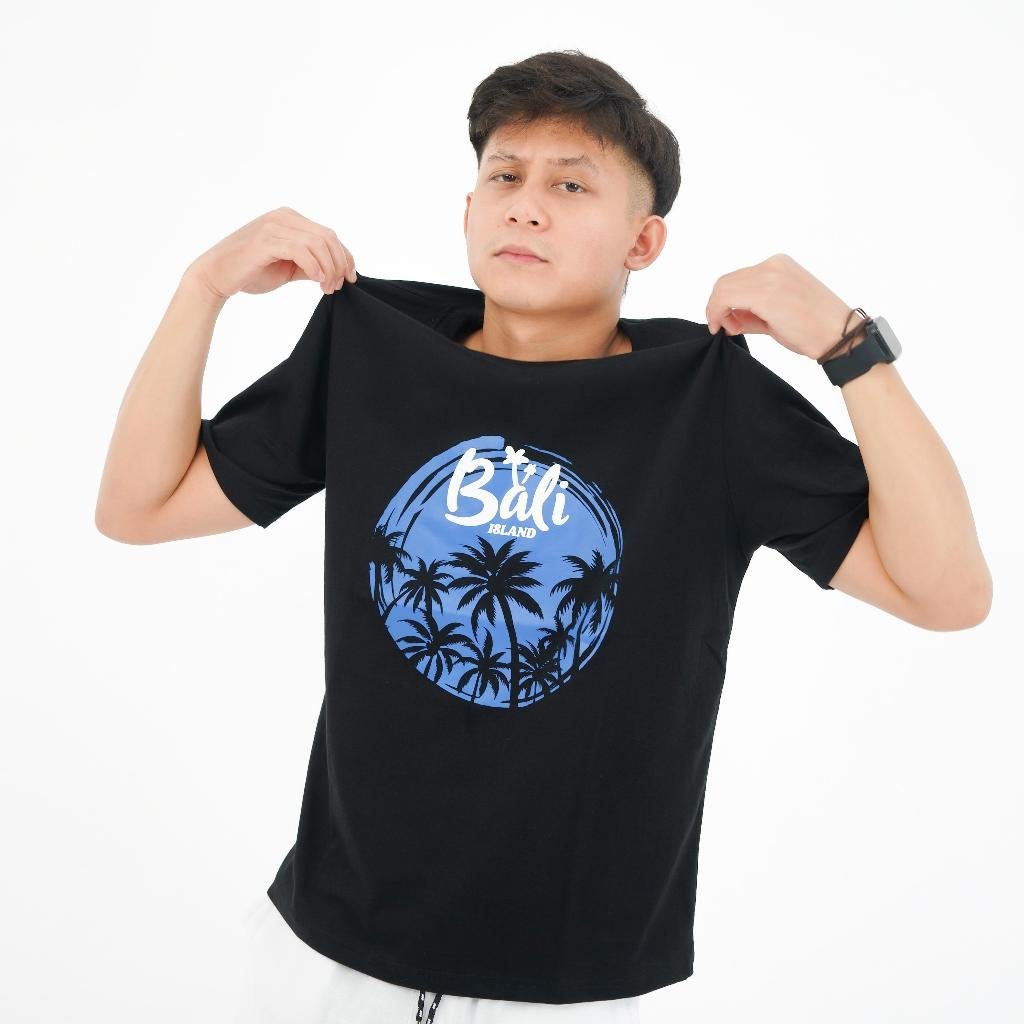 kaos regular desain bali island oval biru model cowok kaos regular desain bali island oval biru model cowok